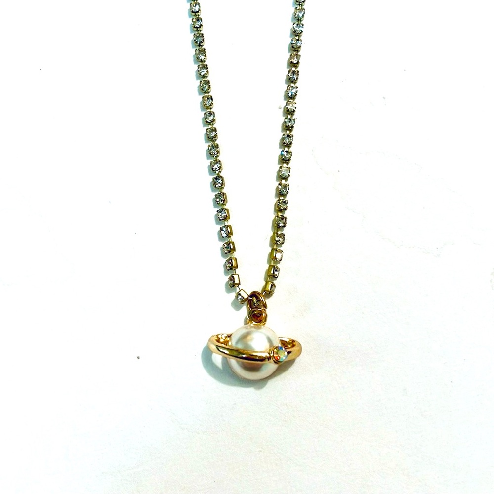 Saturn with Pearl Artisan Necklace
